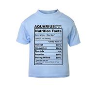 Horoscope - Aquarius - Zodiac Star Sign Birthday (Nutritional Info Label Parody Traits) Short Sleeve Cotton Toddler t Shirt, 3-4 Years, Pastel Blue
