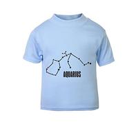 Horoscope - Aquarius - Zodiac Star Sign Birthday (Simple Constellation) Short Sleeve Cotton Toddler t Shirt, 3-4 Years, Pastel Blue