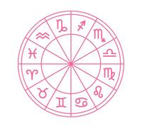 Horoscope Astrology Circle 12 Zodiac Signs Vinyl Wall Stickers 67.2x67.2cm Do not Damage The Wall Surface Pink