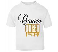 Horoscope - Cancer - Zodiac Star Sign Birthday (Wordart Drip Queen Style) Short Sleeve Cotton Toddler t Shirt, 2-3 Years, White
