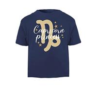 Horoscope - Capricorn - Zodiac Star Sign Birthday (Princess Stars Style) Short Sleeve Cotton Toddler t Shirt, 3-4 Years, Navy