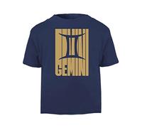 Horoscope - Gemini - Zodiac Star Sign Birthday (Golden Word Stripe Style Style) Short Sleeve Cotton Toddler t Shirt, 3-4 Years, Navy