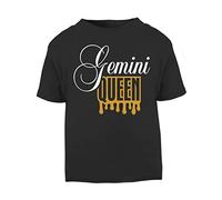 Horoscope - Gemini - Zodiac Star Sign Birthday (Wordart Drip Queen Style) Short Sleeve Cotton Toddler t Shirt, 3-4 Years, Black