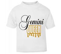 Horoscope - Gemini - Zodiac Star Sign Birthday (Wordart Drip Queen Style) Short Sleeve Cotton Toddler t Shirt, 2-3 Years, White