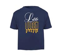 Horoscope - Leo - Zodiac Star Sign Birthday (Wordart Drip Queen Style) Short Sleeve Cotton Toddler t Shirt, 3-4 Years, Navy