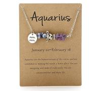 Horoscope Necklace for Women,Irregular Shaped Crystal Birth Month Necklace Good Luck Charm Chork Amulet Constellation Gifts for Girls Birthday Christmas Aquarius