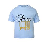 Horoscope - Pisces - Zodiac Star Sign Birthday (Wordart Drip Queen Style) Short Sleeve Cotton Toddler t Shirt, 3-4 Years, Pastel Blue