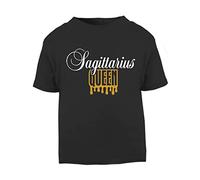 Horoscope - Sagittarius - Zodiac Star Sign Birthday (Wordart Drip Queen Style) Short Sleeve Cotton Toddler t Shirt, 3-4 Years, Black