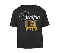 Horoscope - Scorpio - Zodiac Star Sign Birthday (Wordart Drip Queen Style) Short Sleeve Cotton Toddler t Shirt, 3-4 Years, Black