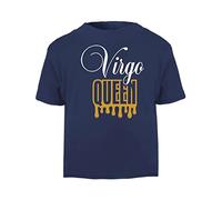 Horoscope - Virgo - Zodiac Star Sign Birthday (Wordart Drip Queen Style) Short Sleeve Cotton Toddler t Shirt, 3-4 Years, Navy
