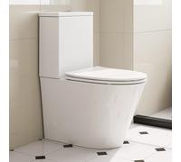 HOROW 16 Inch Toilet - Premium Glaze, Rimless Design for Effortless Cleaning, with Soft Close Seat and Comfort Chair Seat, Dual Flush 0.8/1.28 GPF for Bathroom, White (Close Coupled)