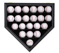 HOROW 21 Baseball Display Case Clear Anti Fade Lockable Wall Cabinet with 98% UV Protection Acrylic Door Baseball Holders Shadow Box Rack for Collection Autographed Baseball-Black