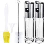 HORRAu 2PCS Olive Oil Spray Bottle, 100ml Glass Cooking Oil Sprayer Dispenser Mister for air Fryer, Kitchen, BBQ, Baking