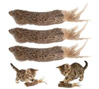 HORREX 3 Pieces Cat Toys Rabbit Fur Cat Toy with Silvervine Gall Fruit | Interactive Plush Cats Toy with Feathers Playing Chewing Teeth Cleaning Hunting Exercising Eliminating Boredom Stress Release