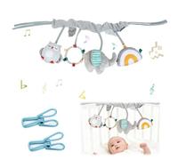 HORREX Activity Chain Cute Animals Baby Stroller Chain Includes 2 Multifunctional Clips, Doll Can Emit Sounds, Hanging for Stroller, Car Seat from 0+ Months