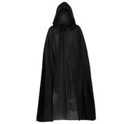 HORREX Black Hooded Cloak Cloak Halloween Vampire Cloak Middle Ages, Scream Costume Role Play, Adult Scream Costume for Masquerade Theme Party Carnival (170 cm)