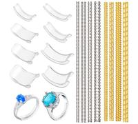 HORREX Pack of 16 Invisible Ring Adjusters, 8 Spring Cord Adjusters and 8 Spacers, Ring Reducer Plastic Ring Reducer, Ring Stopper for Various Band Widths