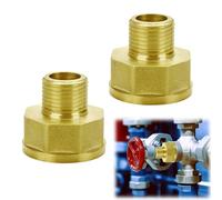 HORREX Pack of 2 Brass Reducer Extension 1 Inch to 1/2 Inch Brass Fitting Reducer Extension Double Nipple Male Female Female Socket Nipple Reduces 1 Inch to 1/2 Inch Reduction 1 Inch to 1/2 Inch