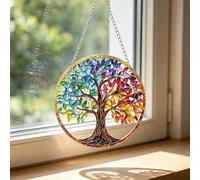 HORREX Sun Catchers for Windows, Acrylic Tree of Life Sun Suncatcher | Stained Glass Style, Colorful Wall Decor with Rainbow Light Effect for Patio Balcony Garden Indoor and Outdoor, 20 x 20 CM