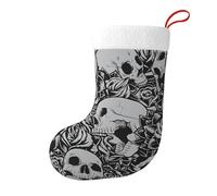 Horrible Dark Skulls Flowers Pattern Christmas Stocking, Candy Gift Bags, Hanging Stocking Ornament, Christmas Decorations