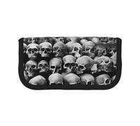 Horrible Dark Skulls Flowers Pattern Large Capacity Canvas Pencil Case, Sturdy and Durable, Easy to Store in an Orderly Manner