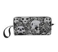 Horrible Dark Skulls Flowers Pattern Print Lightweight Travel Bag, Foam Padded Cosmetic Case, Simple Organizer Pouch for Efficient Packing