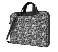Horrible Dark Skulls Flowers Pattern Print Ultra Slim Laptop Bag Lightweight Oxford Cloth Shoulder Case Portable Computer Briefcase
