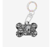 Horrible Dark Skulls Flowers Pattern Printing 1 Pc Dog Bone Shape Id Tags Double Sided with Key Ring Craft for Pets