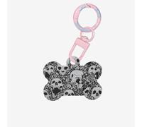 Horrible Dark Skulls Flowers Pattern Printing 1 Pc Dog Bone Shape Id Tags Double Sided with Key Ring Craft for Pets