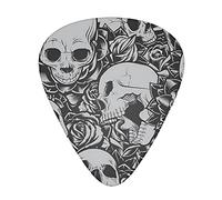 Horrible Dark Skulls Flowers Pattern The guitar pick, for acoustic, electric, bass guitars - natural touch, 12 pack, multi-color.