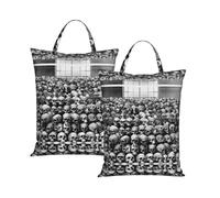 Horrible Dark Skulls Flowers Pattern Travel Laundry Bag with All-Over Print,Water-Resistant Twill Fabric,Smooth Zipper, Top Carry Handle,Hanging Loop,Large 58x46cm