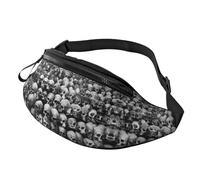 Horrible Dark Skulls Flowers Pattern Unisex Sport Casual Crossbody Sling Bag, Lightweight Adjustable Chest Pack with Headphone Jack, Durable Polyester Fabric (All-Over Print)