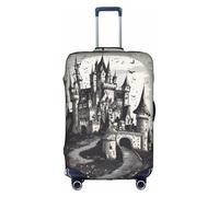 Horrible Fairy Tale Castle01 Luggage Cover Elastic Washable Stretch Suitcase Protector Anti Scratch Travel Cover, White, XL