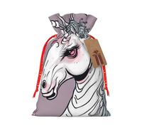 Horrible Unicorn02 Print Christmas Drawstring Holiday Candy Bag Xmas Sacks Reusable Wrapping Bags Party Favor