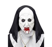 Horrid nun half-head mask with adult headdress