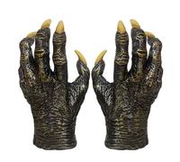 Horrific Halloween Demon Gloves Scary Hairy Claw Hand Gloves with Long Nails Werewolf Zombie Devil Monster Witch Cosplay Costume Accessory for Theme Party Haunted House (Black Gold, One Size)