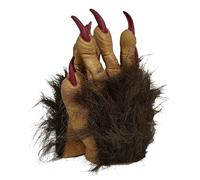 Horrific Halloween Demon Gloves Scary Latex Hairy Claw Hand Gloves with Long Nails Werewolf Zombie Devil Monster Witch Cosplay Costume Accessory for Theme Party Haunted House (Yellow Hairy, One Size)