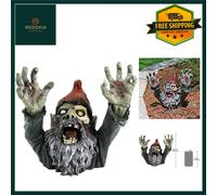 Horrific Zombie Gnombie Gothic Gnome Statue Undead Garden Decor 28cm