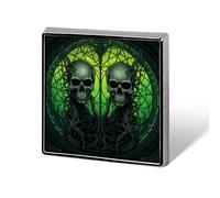 Horrifying Green Skull Lapel Pin Cute Metal Brooch Pin Fashionable Square Badge for Shirts, Hats, Jackets Unique Fashion Accessories Gift for Men & Women