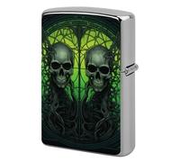 Horrifying Green Skull Metal Lighter Case Cover, Personalized Graffiti Lighter Sleeve, Waterproof Double-Sided Protector for Women Men Gifts
