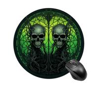 Horrifying Green Skull Mouse Pad Round Laptop Mouse Mat Cute Computer Mousepad Keyboard Pad Non-Slip Desk Pads for Gaming Office Work Home
