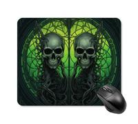 Horrifying Green Skull Mouse Pad Square Laptop Mouse Mat Cute Computer Mousepad Keyboard Pad Non-Slip Desk Pads for Gaming Office Work Home 25 * 30cm