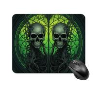 Horrifying Green Skull Mouse Pad Square Laptop Mouse Mat Cute Computer Mousepad Keyboard Pad Non-Slip Desk Pads for Gaming Office Work Home 20 * 25cm