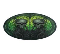 Horrifying Green Skull Round Area Rug Non Slip Backing Doormat Water Absorbent Plush Throw Low-Pile Non-Slip Floor Mat Carpet for Living Room Bedroom Entryway Nursery Room 90 * 90cm