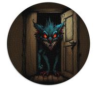 Horror Art 1000 Pieces Puzzle Gifts Round Jigsaw Puzzle 1000 Pieces Fun at Home Activities, Birthday Present, Travel Gifts (67.5x67.5cm)