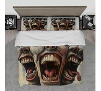 Horror Art Duvet Covers Set Creepy Skull Face Print 3 Pieces Bedding Set 1 Duvet Quilt Cover with Zipper 4 Ties 2 Pillow Cases Emperor
