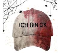 Horror Baseball Hat - Scary Caps, Bloody Splashes Headwear with Adjustable Strap, Cotton Horror Hat with Eye-catching Design, Halloween Accessories with Themed Decoration, Costume Headgear for Cosplay