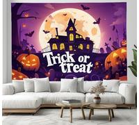 horror cartoon Tapestry 100x150cm Halloween Hanging Party Supplie Decoration for Bedroom Wall Picnic Sheets Full Moon Haunted House Pumpkin