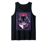 Horror Cat Eating Noodles Japanese Anime Horror Cat Ramen Tank Top