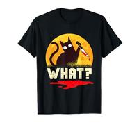 Horror Cat WHAT? Halloween Party Creepy Bloody T-Shirt